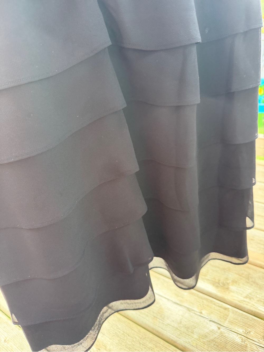 Jessica Black Lace Cocktail Dress Size 8 Layered Ruffle Handkerchief Skirt Y2K - Picture 8 of 10